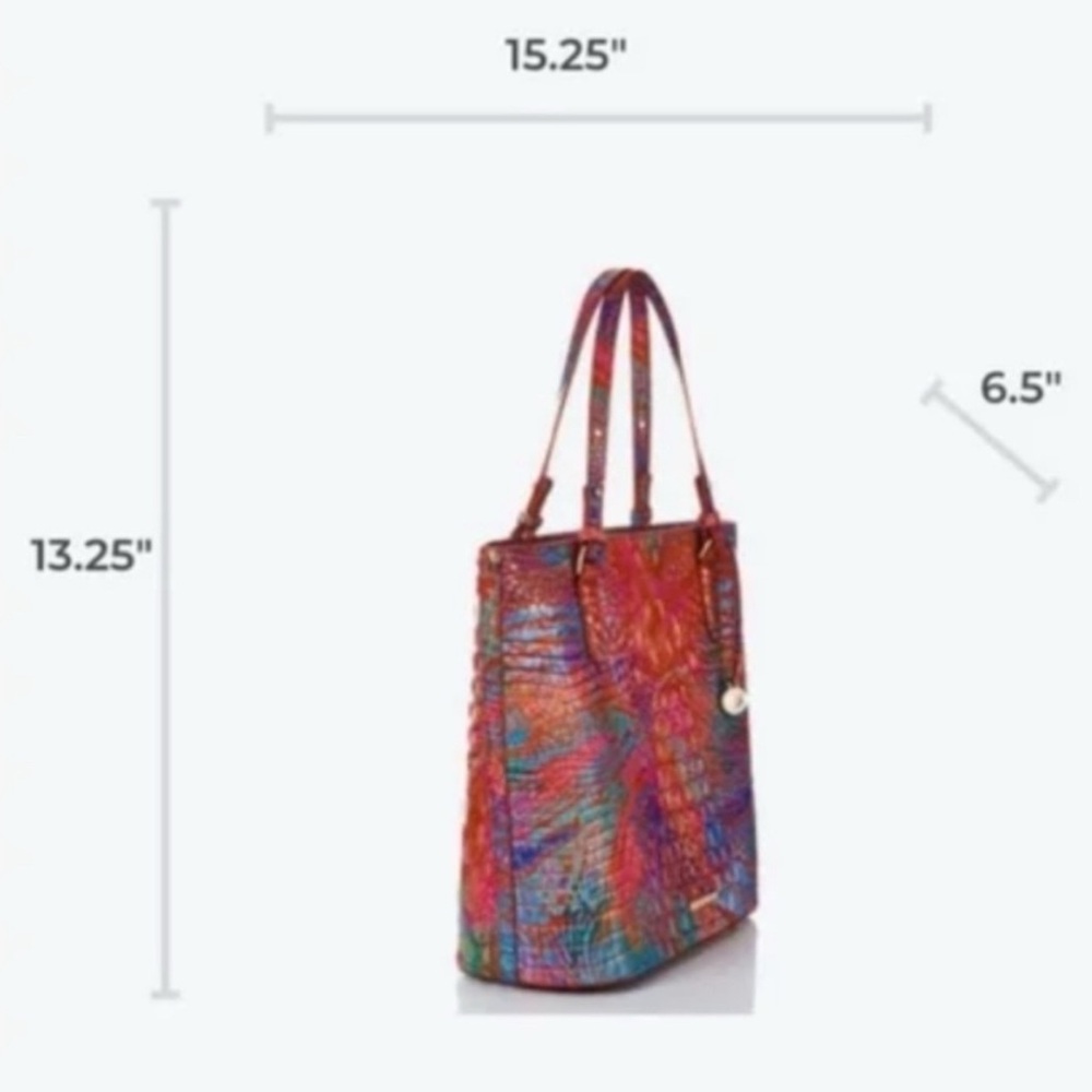 Rare Brahmin Ezra Croc Embossed Leather Tote in Rainbow Fish - Picture 11 of 11